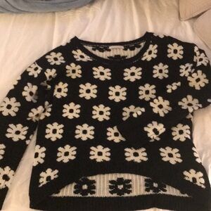 Staccato black and white floral sweater, Size S/M